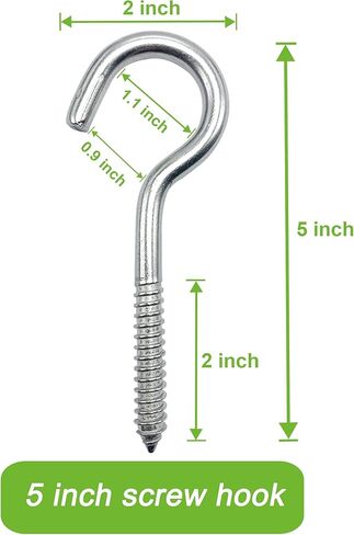 ECKJ 5 بوصة 304 خطافات عين من الفولاذ المقاوم للصدأ، عيون لولبية شديدة التحمل مع أنابيب، مسامير عين كبيرة للخشب، الأرجوحة، كرسي متأرجح، اليوغا، تأمين أسلاك الكابلات للاستخدام الداخلي والخارجي، فتحة ذاتية التنصت in Kuwait