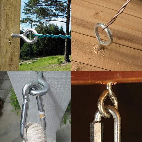 ECKJ 5 بوصة 304 خطافات عين من الفولاذ المقاوم للصدأ، عيون لولبية شديدة التحمل مع أنابيب، مسامير عين كبيرة للخشب، الأرجوحة، كرسي متأرجح، اليوغا، تأمين أسلاك الكابلات للاستخدام الداخلي والخارجي، فتحة ذاتية التنصت in Kuwait