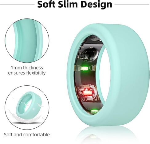 واقي حلقة متوافق مع Oura Ring Gen3، غطاء حلقة سيليكون مرن للتمرين (S، أرجواني + وردي + أزرق مخضر) in Kuwait