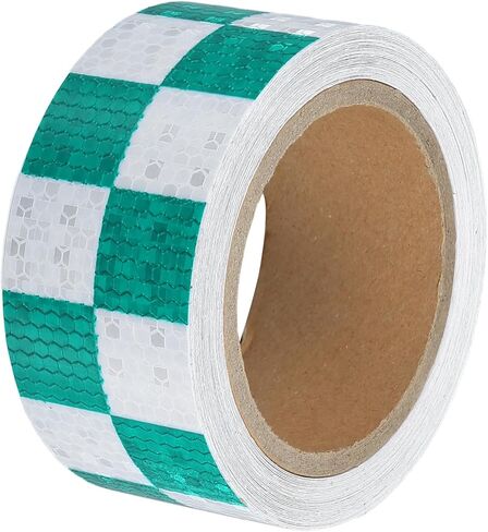 ACROPIX Universal 5cmx10m Green and White Checkered Car Reflective Stickers Reflective Tape Safety Warning Reflective Protector - Pack of 1 in Saudi Arabia