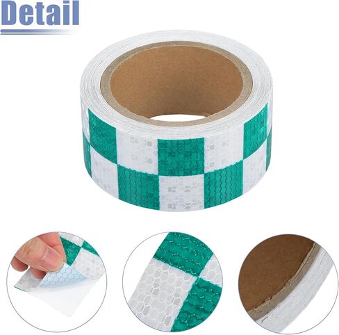ACROPIX Universal 5cmx10m Green and White Checkered Car Reflective Stickers Reflective Tape Safety Warning Reflective Protector - Pack of 1 in Saudi Arabia