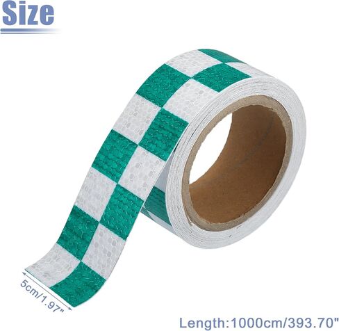 ACROPIX Universal 5cmx10m Green and White Checkered Car Reflective Stickers Reflective Tape Safety Warning Reflective Protector - Pack of 1 in Saudi Arabia