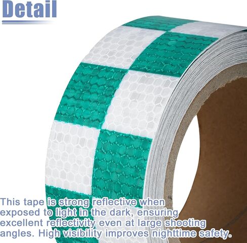 ACROPIX Universal 5cmx10m Green and White Checkered Car Reflective Stickers Reflective Tape Safety Warning Reflective Protector - Pack of 1 in Saudi Arabia