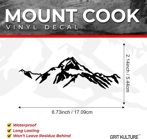 GRITKULTURE Mt. Cook Mountain Outdoor Decal Sticker for Cars, Tumblers, Laptops, and Trucks Window Decal Camping Stickers (Mt.Cook) in Saudi Arabia