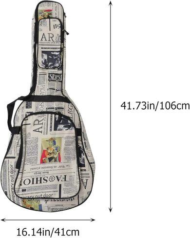 حقيبة جيتار EXCEART مقاس 40/41 بوصة على شكل صحيفة إسفنجية مبطنة لحمل الجيتار حقيبة ظهر جيتار مقاومة للماء قابلة للتعديل حقيبة جيتار كلاسيكية هدية (نمط عشوائي) in Kuwait
