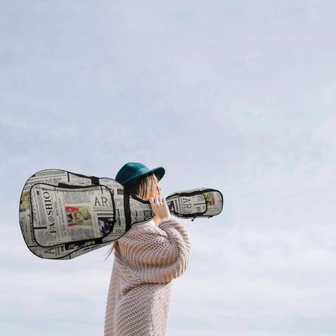 حقيبة جيتار EXCEART مقاس 40/41 بوصة على شكل صحيفة إسفنجية مبطنة لحمل الجيتار حقيبة ظهر جيتار مقاومة للماء قابلة للتعديل حقيبة جيتار كلاسيكية هدية (نمط عشوائي) in Kuwait