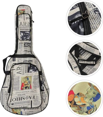 حقيبة جيتار EXCEART مقاس 40/41 بوصة على شكل صحيفة إسفنجية مبطنة لحمل الجيتار حقيبة ظهر جيتار مقاومة للماء قابلة للتعديل حقيبة جيتار كلاسيكية هدية (نمط عشوائي) in Kuwait