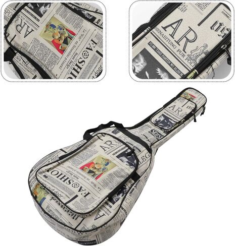 حقيبة جيتار EXCEART مقاس 40/41 بوصة على شكل صحيفة إسفنجية مبطنة لحمل الجيتار حقيبة ظهر جيتار مقاومة للماء قابلة للتعديل حقيبة جيتار كلاسيكية هدية (نمط عشوائي) in Kuwait