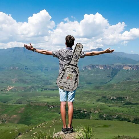 حقيبة جيتار EXCEART مقاس 40/41 بوصة على شكل صحيفة إسفنجية مبطنة لحمل الجيتار حقيبة ظهر جيتار مقاومة للماء قابلة للتعديل حقيبة جيتار كلاسيكية هدية (نمط عشوائي) in Kuwait