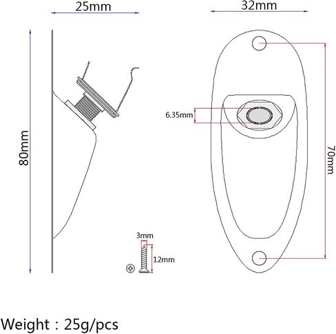 WLDJXLGL Boat style 1/4 inch Guitar Input Jack Socket Plate Output Loaded parts Guitar Strat jack for Fender Stratocaster Strat St Mono for Electric Guitar Replacement Parts (Chrome) in Saudi Arabia