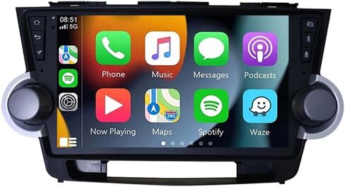 Android 13 لسيارة Toyota Highlander Radio 2008-2013 ستيريو للسيارة 10.1 بوصة شاشة لمس لاسلكية Carplay Android Auto GPS Navigation مع كاميرا عكسية مجانية 4+64GB in Saudi Arabia