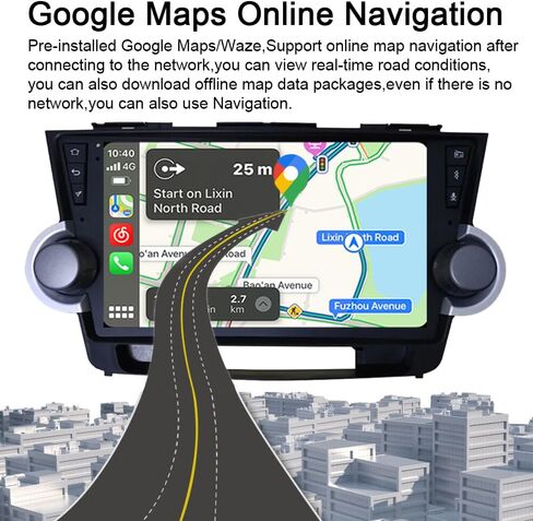 Android 13 لسيارة Toyota Highlander Radio 2008-2013 ستيريو للسيارة 10.1 بوصة شاشة لمس لاسلكية Carplay Android Auto GPS Navigation مع كاميرا عكسية مجانية 4+64GB in Saudi Arabia