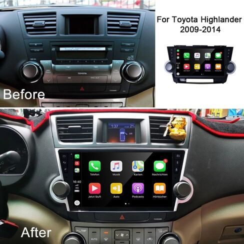 Android 13 لسيارة Toyota Highlander Radio 2008-2013 ستيريو للسيارة 10.1 بوصة شاشة لمس لاسلكية Carplay Android Auto GPS Navigation مع كاميرا عكسية مجانية 4+64GB in Saudi Arabia