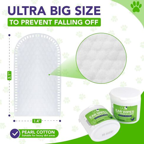 مناديل تنظيف أذن الكلب من يبيسي - مناديل مبللة لتخفيف أذن الحيوانات الأليفة - تزيل الحطام والشمع بلطف - تلطف وتزيل الروائح الكريهة، وتخفف حكة الأذن - 200 منديل مبللة للأصابع (4 عبوات) in Kuwait