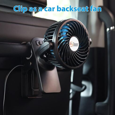 TN TONNY 4" Portable 12V Car Clip Fan, Mini 12 Volt Clip on Cooling Fan Easy Mounted Backseat Car Fan with Strong Clamp in Kuwait