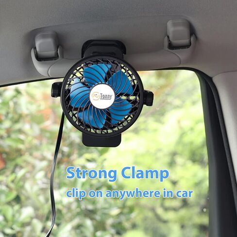 TN TONNY 4" Portable 12V Car Clip Fan, Mini 12 Volt Clip on Cooling Fan Easy Mounted Backseat Car Fan with Strong Clamp in Kuwait