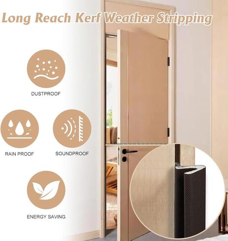 شريط ختم تجريد الطقس للأبواب من إسفنج "Q" من Miookiss، ختم باب تجريد الطقس على شكل حرف V بطول 20 قدم للأبواب والنوافذ، تركيب فتحة للبطاقات وسهل القطع حسب الحجم (القهوة) in Kuwait