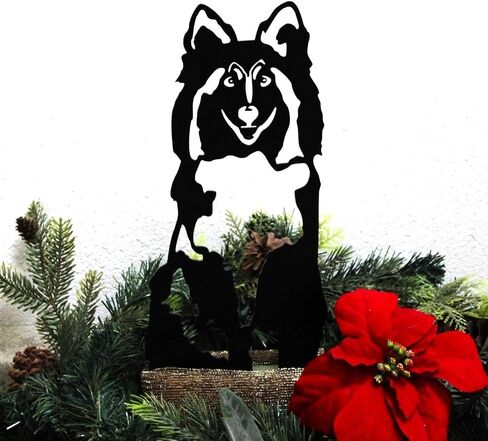 Black Powder Coated Metal Shetland Sheepdog Dog Silhouette Yard Stake (Small) in Saudi Arabia