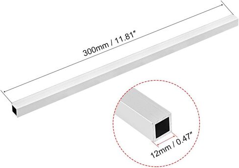 uxcell 6063 Aluminum Square Tube, 12mmx12mmx1mm Wall Thickness 300mm Length Seamless Straight Pipe Tubing 4 Pcs in Saudi Arabia