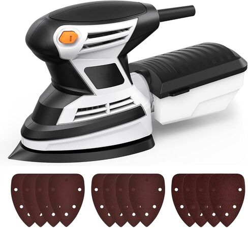 Detail Sander 15,000 OPM Compact Woodworking Sanders with Dust Collector and 12Pcs Sandpapers for Tight Spaces and Professional Woodworking Jobs in Saudi Arabia