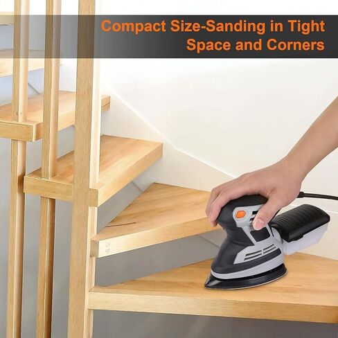 Detail Sander 15,000 OPM Compact Woodworking Sanders with Dust Collector and 12Pcs Sandpapers for Tight Spaces and Professional Woodworking Jobs in Saudi Arabia