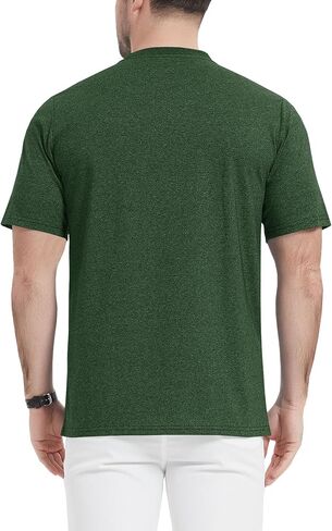 قمصان EKLENTSON Henley للرجال بأكمام قصيرة قميص صيفي غير رسمي من القطن بأزرار أمامية in Kuwait