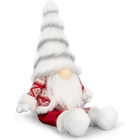 Gnomes Christmas Decorations - Plush Nordic Gnome with Red Knit Coat, Soft Scandinavian Holiday Decor for Mantel, Tabletop, Shelf, Office - Cozy Christmas Gnome Gifts for Women in Kuwait