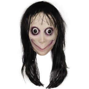 MOMO Mask with Long Long Wig, Latex Halloween Mask for Adults Men Women, Scary Creepy Horror Masks for Halloween Party, Cosplay, Haunted House, Escape Room Theme Party in Saudi Arabia