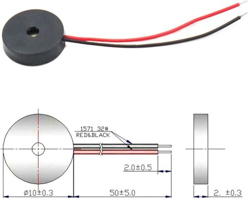 10PCS 1025 4000Hz Passive Buzzer Piezoelectric Speaker 10MM 10 * 2.5MM 10x2.5mm 30V AC Low Power Consumption Electronic DIY in Saudi Arabia