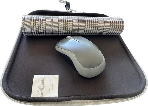 Travel Mouse Case Electronics Organizer Bag | Laptop Cord Cable Accessory Pouch with Extra Rolled Up Travel Mouse Pad | Neoprene Pouch Also Unzips Flat Into Mouse Pad (Black) in Saudi Arabia