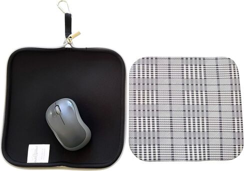 Travel Mouse Case Electronics Organizer Bag | Laptop Cord Cable Accessory Pouch with Extra Rolled Up Travel Mouse Pad | Neoprene Pouch Also Unzips Flat Into Mouse Pad (Black) in Saudi Arabia