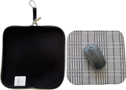 Travel Mouse Case Electronics Organizer Bag | Laptop Cord Cable Accessory Pouch with Extra Rolled Up Travel Mouse Pad | Neoprene Pouch Also Unzips Flat Into Mouse Pad (Black) in Saudi Arabia