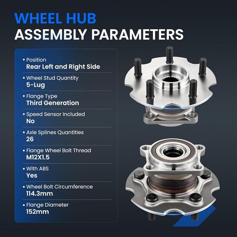 512374 Rear Wheel Bearing and Hub Assembly Compatible with Lexus NX200t 2015-2017, NX300 2018-2021, NX300h 2015-2021, Compatible with Toyota RAV4 2006-2018, 5-Lug with ABS 2PCS in Saudi Arabia