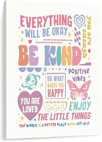 IWGDNJS Everything Is Figureoutable Inspirational Wall Art Decor, Motivational Wall Decor, Positive Quote Pink and Green Canvas Prints Poster for Bedroom Home Office, 11x14 Inch in Saudi Arabia