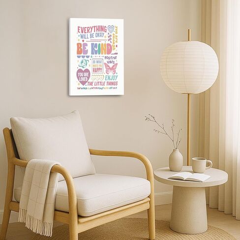 IWGDNJS Everything Is Figureoutable Inspirational Wall Art Decor, Motivational Wall Decor, Positive Quote Pink and Green Canvas Prints Poster for Bedroom Home Office, 11x14 Inch in Saudi Arabia