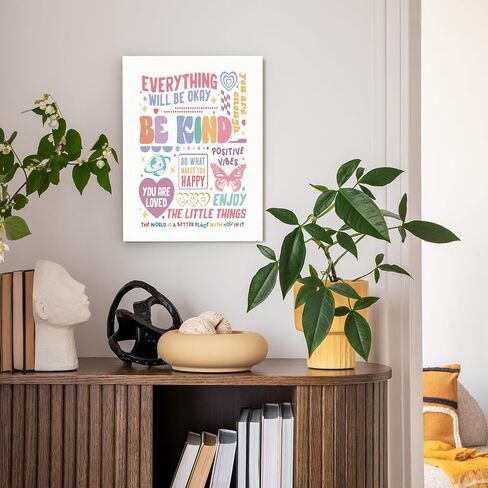 IWGDNJS Everything Is Figureoutable Inspirational Wall Art Decor, Motivational Wall Decor, Positive Quote Pink and Green Canvas Prints Poster for Bedroom Home Office, 11x14 Inch in Saudi Arabia