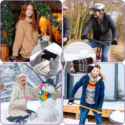 6 Pairs Heated Gloves Hand Warmers Gloves for Women USB 2.0 Powered Rechargeable Winter Touch Screen Fingerless Half Mittens Desk Hand Warmer for Men Adult Cold Weather Winter Warm Gift in Saudi Arabia