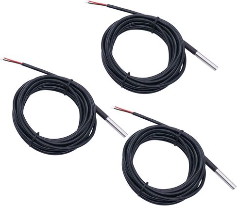 Twtade 5pcs 3m أجهزة استشعار درجة حرارة درجة الحرارة المقاوم للماء (-55 ℃ ~ +125 ℃) أجهزة استشعار مسبار درجة الحرارة 6 مم لقياس درجة حرارة الهواء/السوائل DS18B20-3- 5 in Kuwait