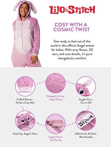 Disney Lilo And Stitch Onesie For Women, Angel Women Onesie, Lilo & Stitch Pajamas, Sizes S To XXL in Saudi Arabia