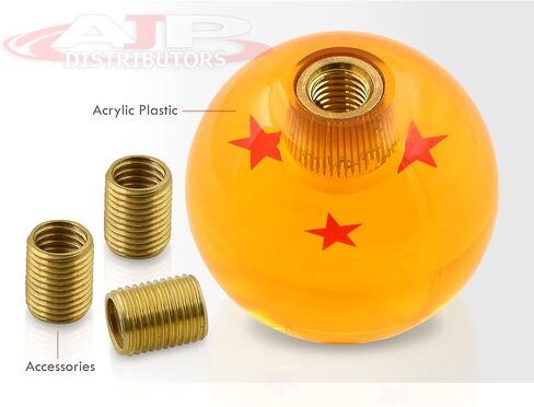 AJP Distributors M8 M12 x 1.25 / M10 x 1.5 Thread Universal 3 Star Shift Knob, M8x1.25 M10x1.5 M12x1.25 JDM VIP M/T Manual Stick Gear Shifter Lever Screw On Adapter Nut Orange in Saudi Arabia