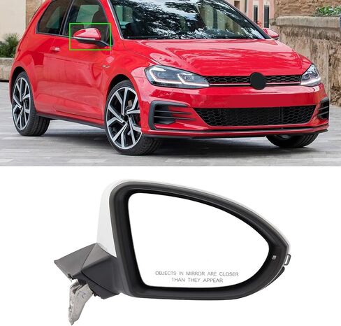 Right Passenger Side Mirror Fit for Volkswagen Golf GTI 2015-2021, White Door Mirror with Turn Signal Heated Power Glass (6 Pins) in Saudi Arabia