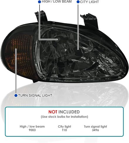 SPEC-D TUNING Black Headlights Compatible with 1993-1997 Honda Del Sol Left + Right Pair Head Lights Lamps Assembly in Saudi Arabia