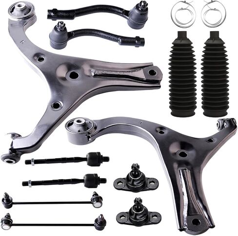 12PCS ASTOU Front Suspension Kit fit for 2006-2011 for Hyundai Accent Lower Control Arm Inner Outer Tie Rod End Sway Bar End Link Lower Ball Joint Steering Rack Boot in Saudi Arabia