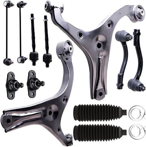 12PCS ASTOU Front Suspension Kit fit for 2006-2011 for Hyundai Accent Lower Control Arm Inner Outer Tie Rod End Sway Bar End Link Lower Ball Joint Steering Rack Boot in Saudi Arabia
