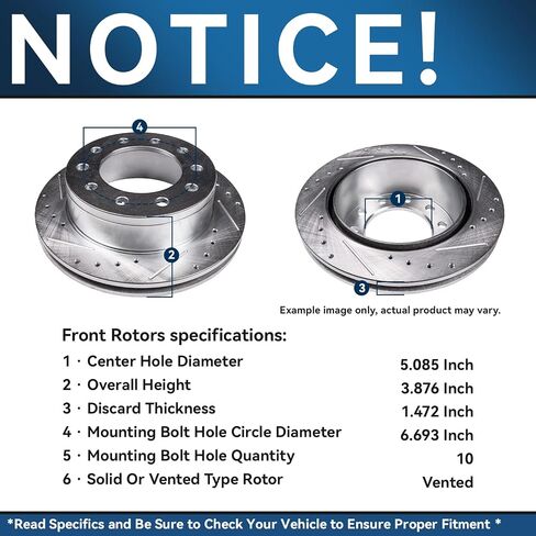 Detroit Axle - Front Brake Kit for 2005-2016 Ford F-450 F-550 Super Duty Drilled & Slotted Disc Brake Rotors Ceramic Brakes Pads 2006 2007 2008 2009 2010 2011 2012 2013 2014 2015 Replacement in Saudi Arabia