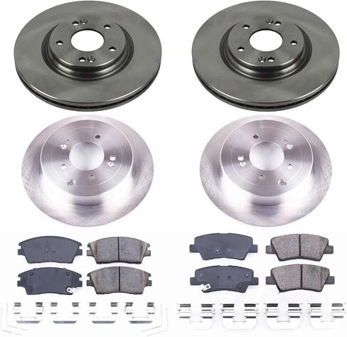 مجموعة فرامل بديلة أمامية وخلفية Power Stop KOE7581 Autospecialty - دوارات فرامل OE ووسادات فرامل سيراميك لشركة Hyundai Tucson 2016-2018، Kia Sportage 2017-2022 [نموذج محدد] in Saudi Arabia
