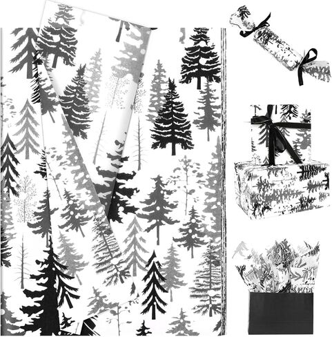 100 ورقة مناديل شجرة عيد الميلاد، 20 × 14 بوصة ألوان مائية شجرة عيد الميلاد هدية ورق تغليف فن أخضر مناديل تزيينية لمستلزمات حفلات الشتاء لعيد الميلاد (أخضر حكيم) in Kuwait