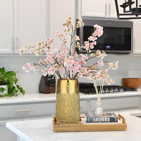 10.2" Ceramic Flower Vintage Vase - Gold Textured Metal Ceramic Vase for Farmhouse Modern Home Decor Pampas Grass Centerpieces Living Room Bedroom Office Decoration in Kuwait