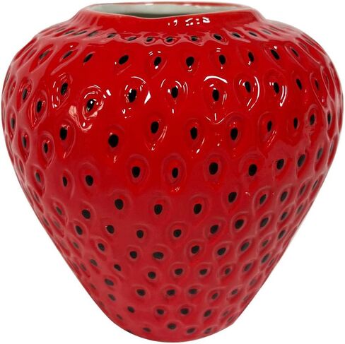 Ceramic Strawberry Vase, Decorative Cute Small Red Flower Vase for Home Decor, Living Room, Kitchen, Bathroom Decorations in Saudi Arabia