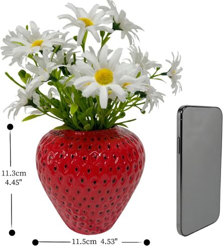 Ceramic Strawberry Vase, Decorative Cute Small Red Flower Vase for Home Decor, Living Room, Kitchen, Bathroom Decorations in Saudi Arabia